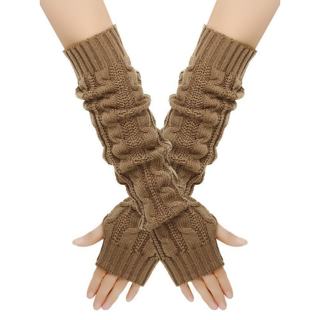 New Women'S Knitted Arm Warmers Gloves: Cable - Knit Design, Fingerless, Warm & Stylish For Autumn, Winter, Daily Wear, Office