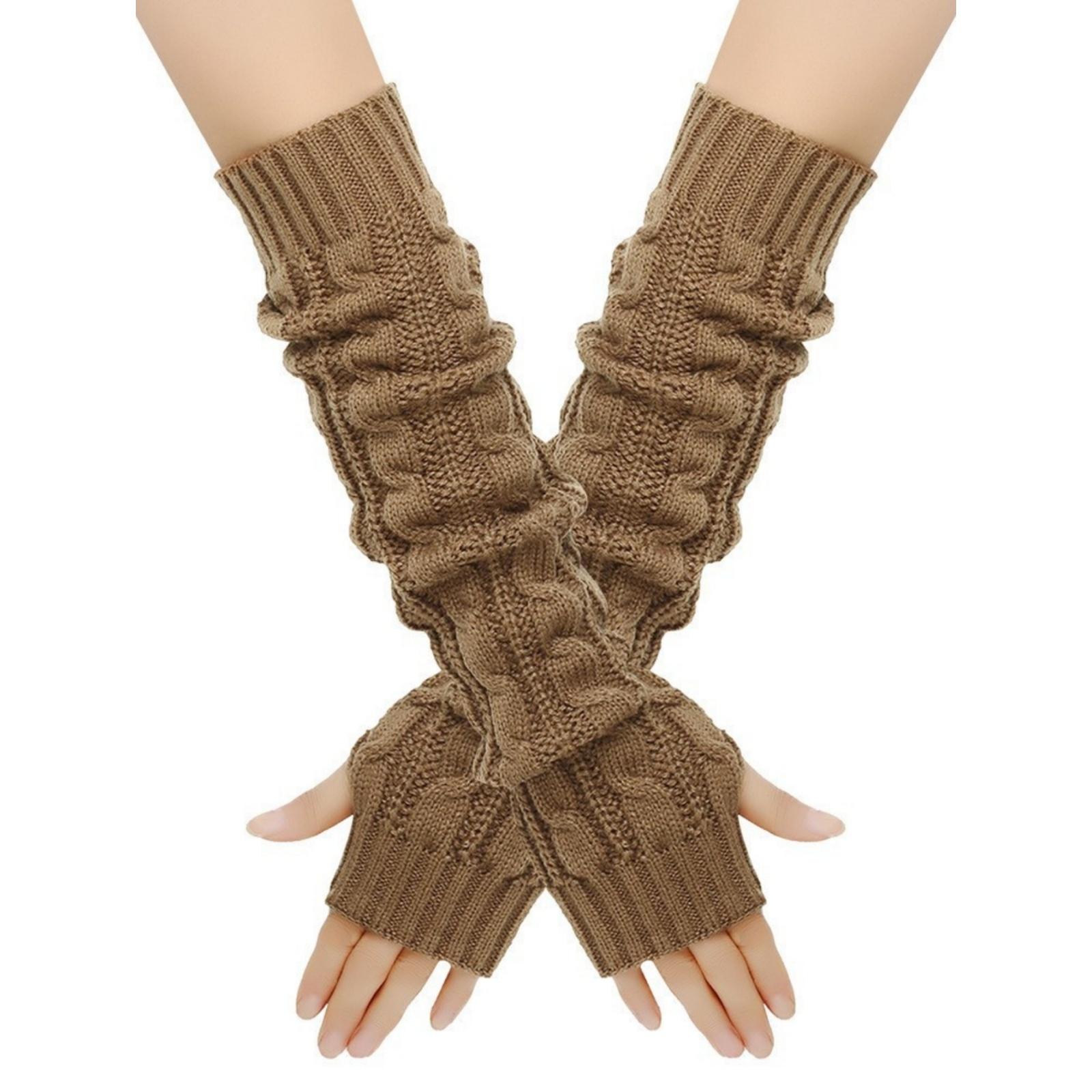 

New Women s Knitted Arm Warmers Gloves Cable Knit Fingerless Warm Stylish For Autumn Winter Daily Wear Office One Size
