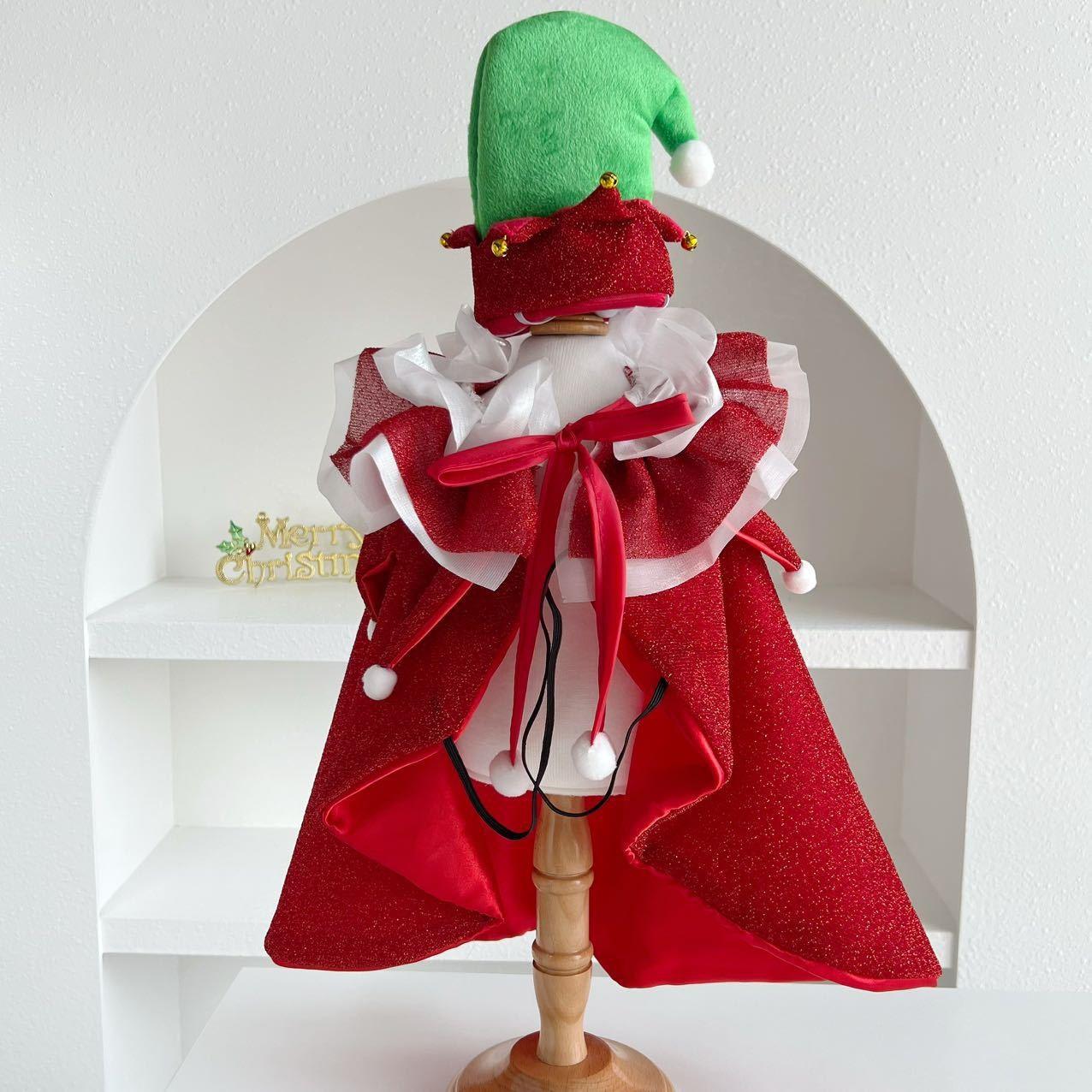 Pet Christmas cape, cat and dog cape and hat set, cute decoration, ladylike lace shawl for photo shoots Red One Size