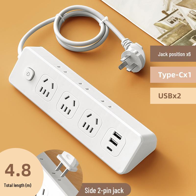 USB Skjøteledning med Forlengelsesledning og Multi-kontakt Skrivebordslist for Smart Livsstil