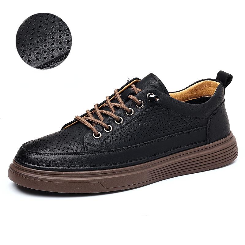Fashion Luxury Leather Hollow Thick Soled Men's Sneakers Designer Soft Soled Lightweight Board Shoes Male Fashion Casual Man Dress Shoes