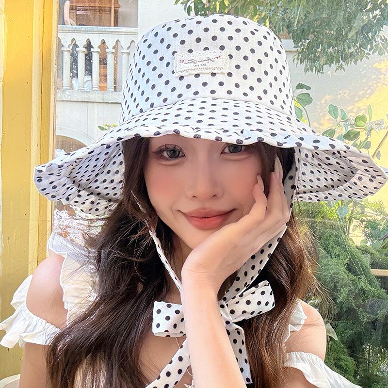 Retro color matching plaid bucket hat summer light big brim sun protection sun hat outdoor versatile face covering sun hat