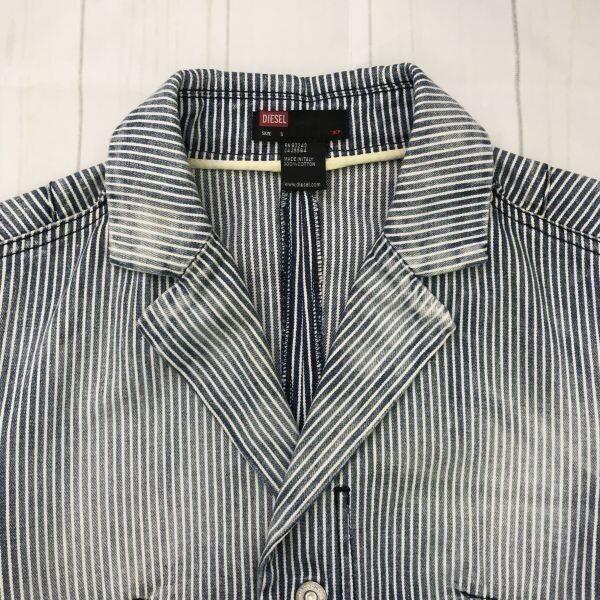 Diesel Stripe Jacket [Italy/S/White×Blue] Distressed Jacket(USED)
