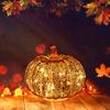 Glass Pumpkin Lights LED Lighted Pumpkin Fall Thanksgiving Table Centerpiece for Bedroom Bathroom Hallway Home Decoration