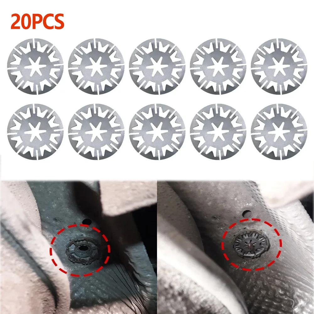 20Pcs Car Seat Clamping Plate Washer Cover Mounting Clips Undertray Exhaust Heat Shield Metal Spring Washer Fixing Clip Nut