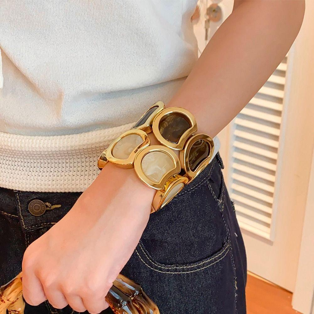 Geometric Links Women's Stretch Bracelet Stretch Fit Chunky Link Bracelet Vintage Bangle  Dating