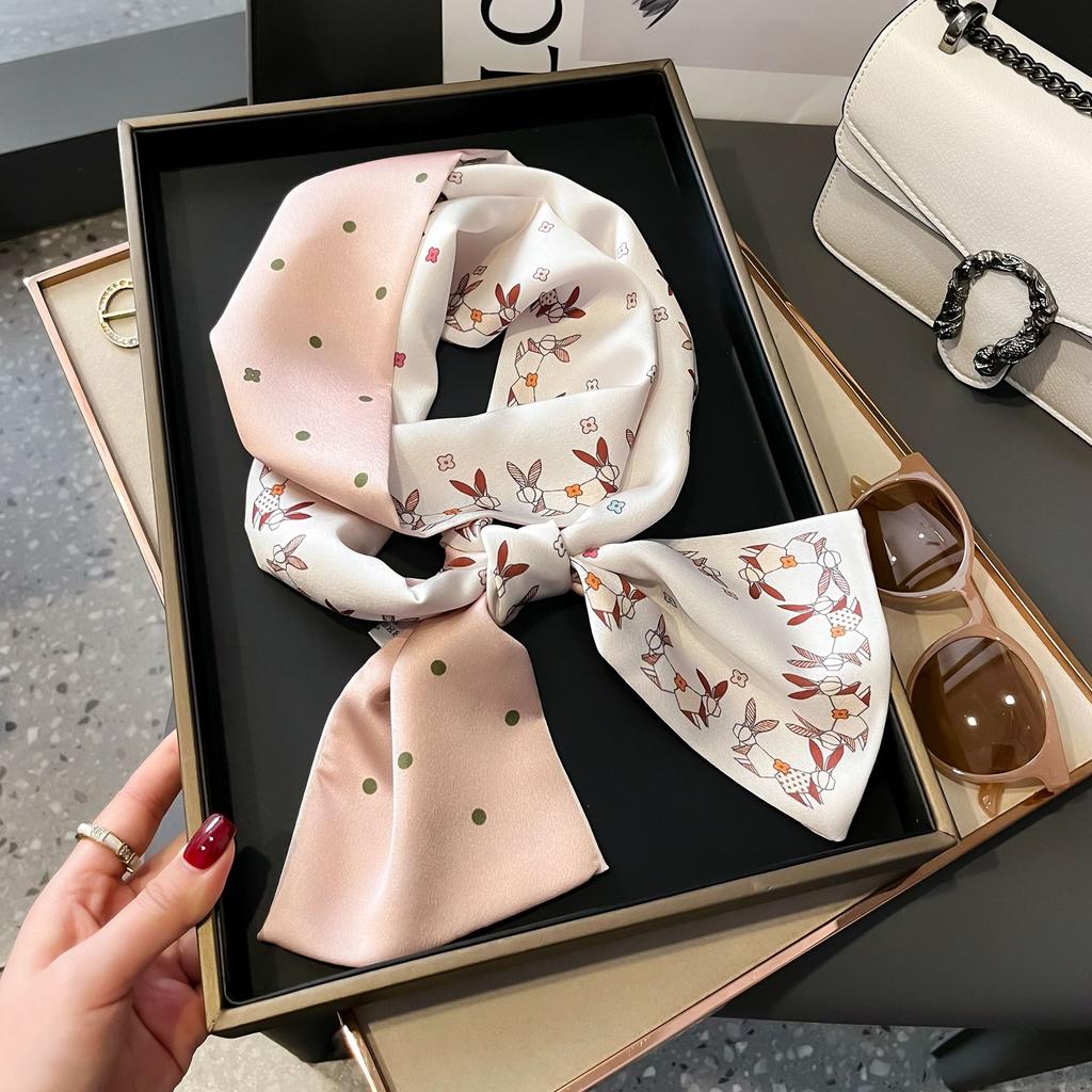 Print Skinny Satin Silk Scarf for Women 15*145cm Hair Bands Neck Tie Belt Headband Lady Wraps Foulard Headkerchief Bandana