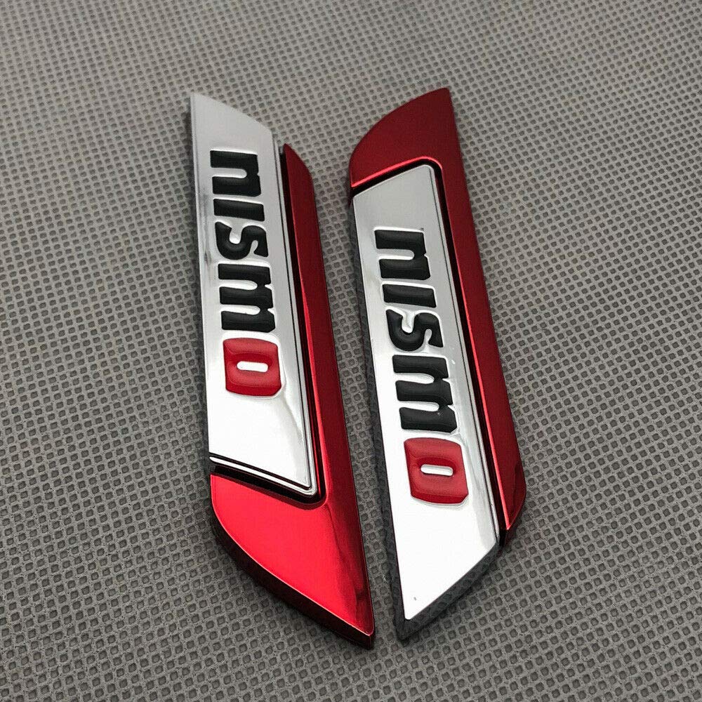 Aizfa 1 Pair 3D Card Fender Metal for NISMO Sport Badge Chrome Side Wings 3D Emblem (Red)