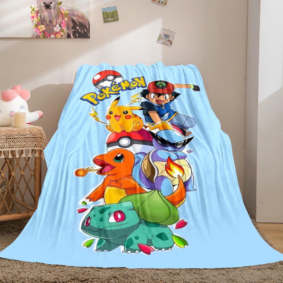 

Pokemon Anime Print Blanket Warm Comfortable Flannel Cover For Bedrooms, Sofas, Beds, Chairs LXR125 75x90cm