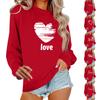 Women's Casual Round Neck Long Sleeve Valentine's Day Printed Pullover Top