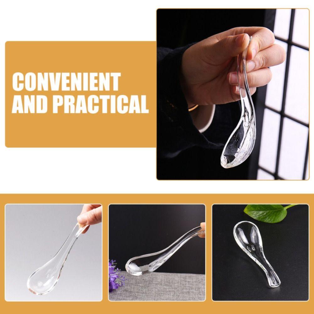 Transparent Crystal Glass Spoon Exquisite Dessert Teaspoons Easy To Clean Serving Spoons  Hotel