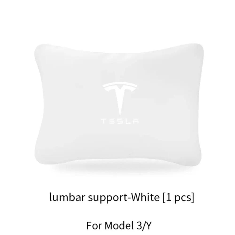 For Tesla Model 3 Y Flocking/Leather Car Seat Neck Pillow Soft Memory Neck Pillow High-Quality Headrest Lumbar Support