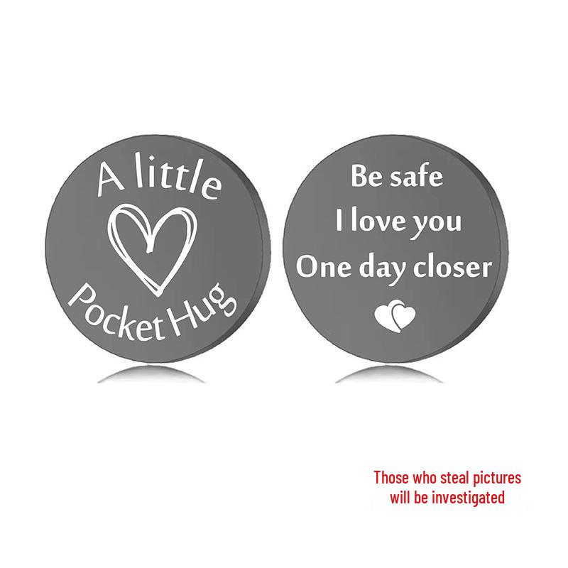 Lucky Charm Motivational Coin: Engravable Stainless Steel Couple & Family Gift Ornament.