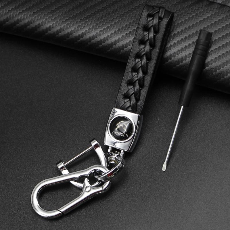 Metal+Leather Car Styling Keychain Key Rings For Citroen C1 C2 C3 C4 C5 C6 C8 C-Crosser C3 Picasso C4 Picasso DS3 Berlingo XSARA
