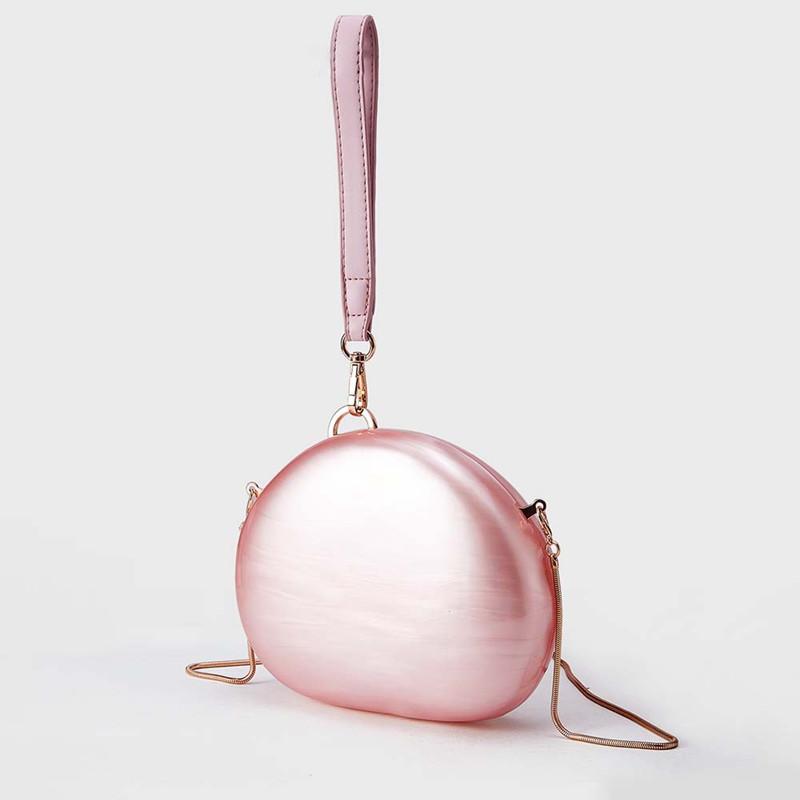 2025 New Design Oval Marble Pattern Acrylic Evening Clutch Bag Brand Women Egg Shell Wedding Party Handbag Fashion Crossbody Bag