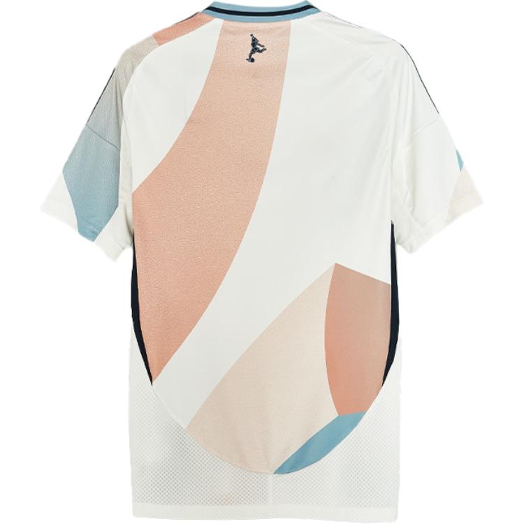Adidas Maglia da Calcio Retro Manica Corta Versione Tifoso Trasferta Squadra Spagna Euro Cup 2025 da Donna Top Unisex Blu Rosa Bianco JF2648