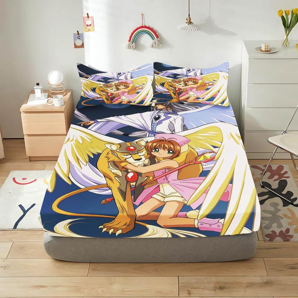 Cardcaptor Sakura Cartoon Fitted Sheet Cover For Teenager, Elastic Bedding, Cute Digital Printing Sheets, Bedding Children