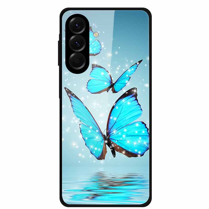 Tempered Glass Phone Case For Samsung Galaxy S24 FE Case Hard PC Back Cover Shell for Galaxy S24FE S 24 FE 5G Hard Covers Flower