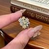 Yellow Diamond Small Floral Ring Luxurious and High-end Feel Open Index Finger Ring Simple Socialite Style Jewelry Accessories