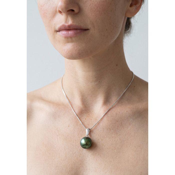 Collier - Pearls & Colors - Perle de Culture d'Eau Douce AAA+ - Vert Intense - Argent 925 - 42 cm