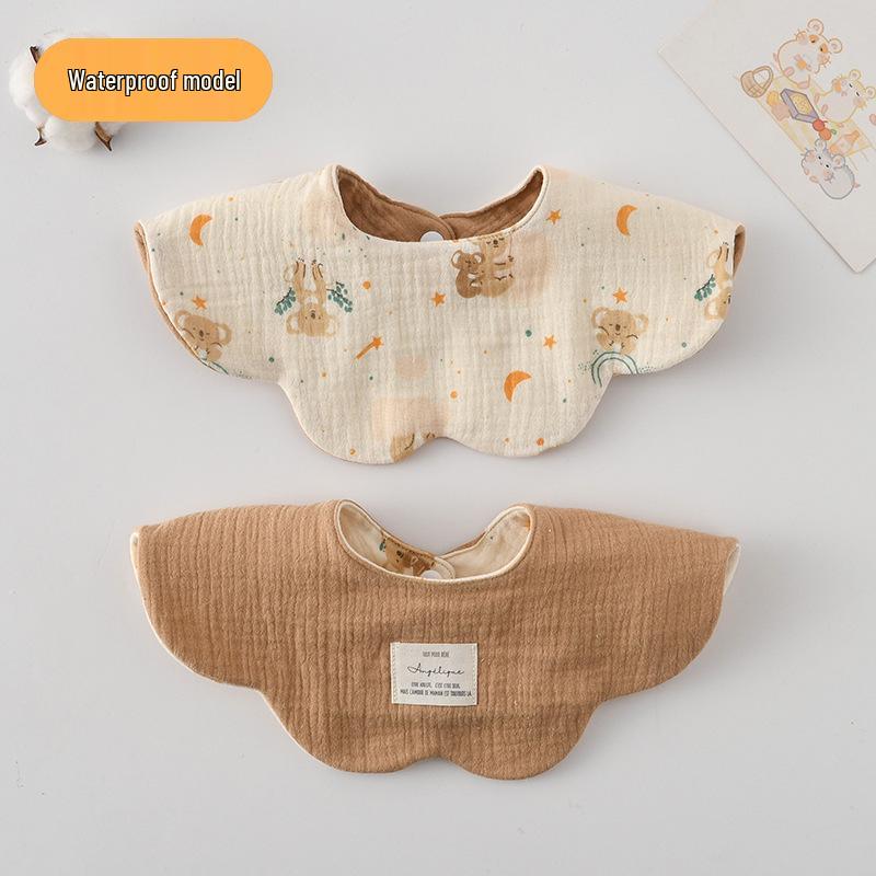 Dwustronny, wodoodporny śliniaczek dla niemowląt w stylu koreańskim z płatkami, wykonany w 100% z gazy bawełnianej