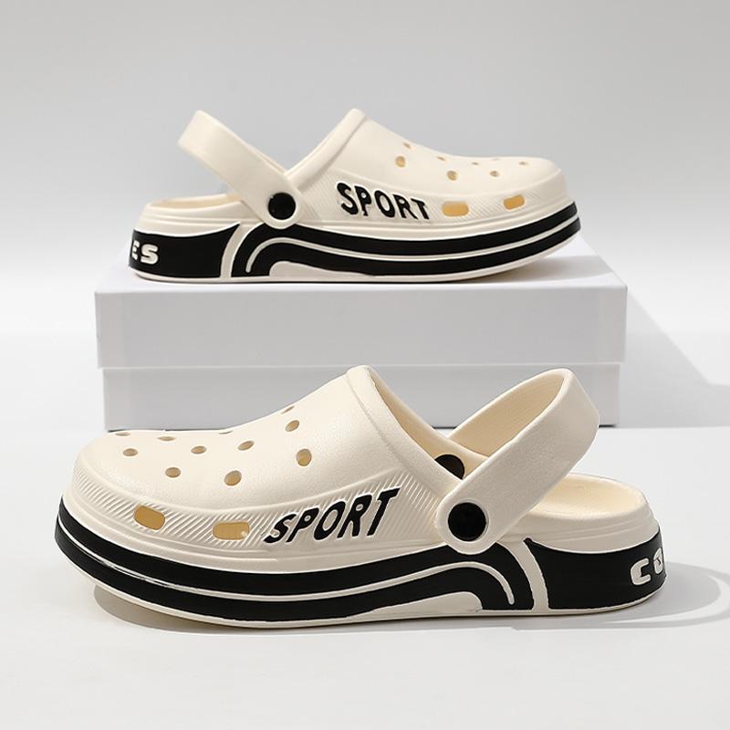 Thick Soled Anti Slip Two on Sandals for Women, New Style for Indoor and Outdoor Wear, Perforated Shoes for Men in Summer