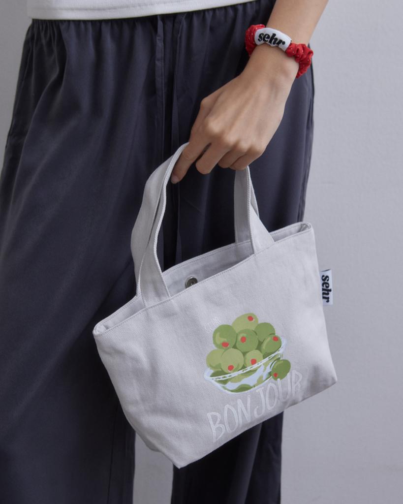 Sehr Olive Cotton Boat Bag (Light Grey)