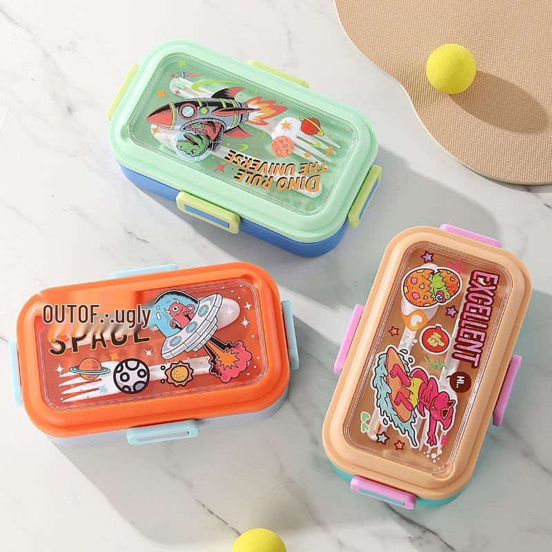 304 Stainless Steel Bento Lunch Box with Compartments, Fork & Spoon - Portable Meal Prep for Office Workers & Children