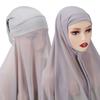 Non-Slip Wrap Scarves Solid Color Hijab Veil Skullies Women Beanies Headscarf Muslim Scarf