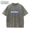 Herren Retro Gewaschenes T-Shirt Verschwommener Buchstabenprint Reine Baumwolle Kurzarm Oberteil Geeignet Für Tägliches Fitnesstraining Und Pendeln