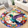 1pc Hummingbird StainedGlass Office Round Area Rug, Under Office Chairs Bedroom Living Room Home Decor, Room Deco