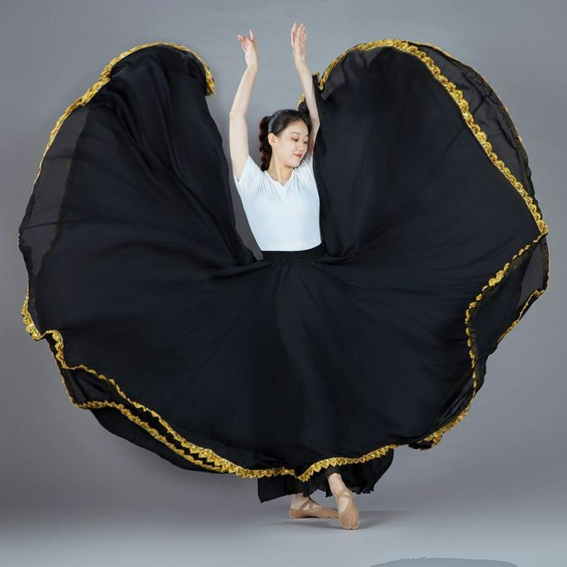 720-degree Large Swing Skirt, Double-layer Phnom Penh Chiffon Skirt, Xinjiang Dance Costume, A-line Skirt, Folk Dance Skirt