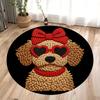 2D Cute Dog Circular Carpet Children's Area Play Mat Coffee Table Chair Anti Slip Mat Living Room and Bedroom Rugs for Pet Lover
