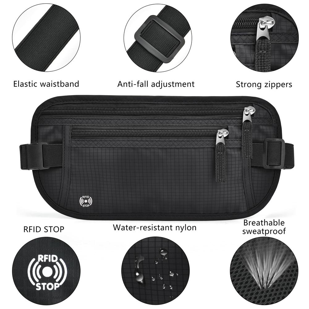 Hırsızlığa Karşı RFID Korumalı Seyahat Fanny Paketi Pasaport Tutucu İnce Seyahat Cüzdanı Kadınlar ve Erkekler için