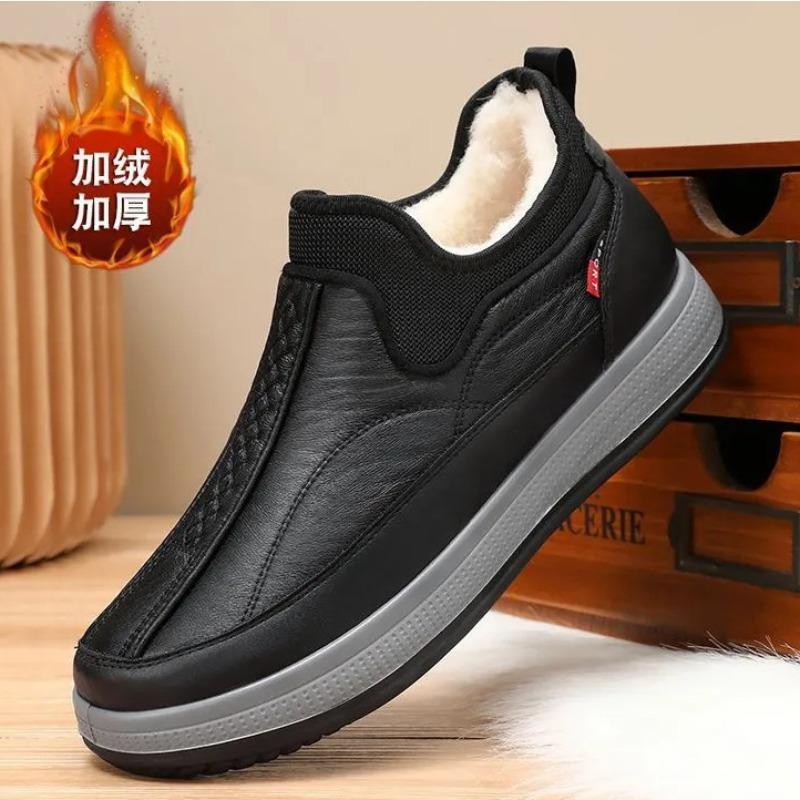 Winter New Old Beijing Cloth Shoes Men's Velvet Thickened Wool Dad Shoes Waterproof and Non-slip Snow Boots Men