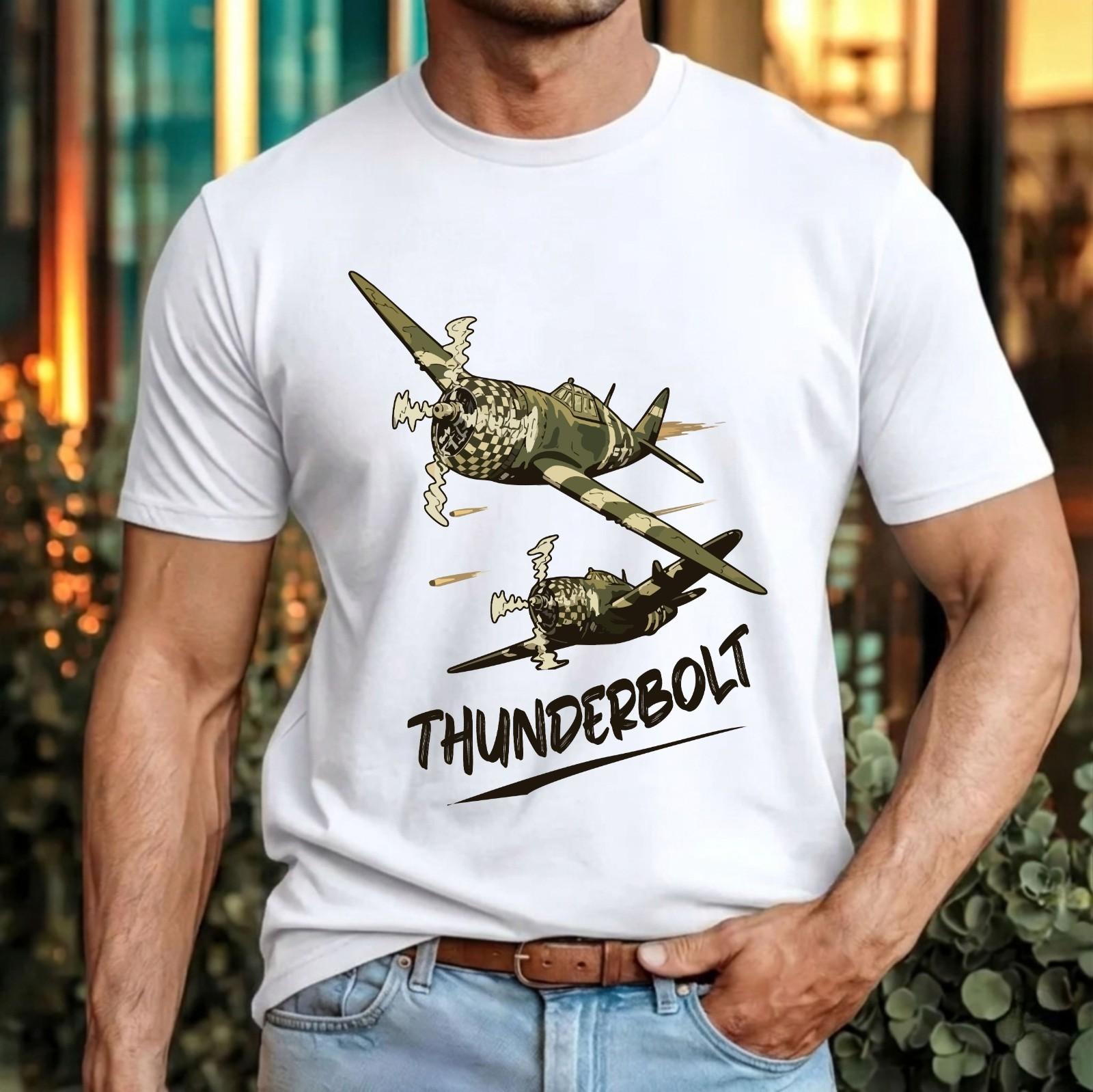 

P-47 Thunderbolt Camo T-Shirt Vintage Aviation Aircraft The Jug Tribute Gift Top 5XL різнокольоровий