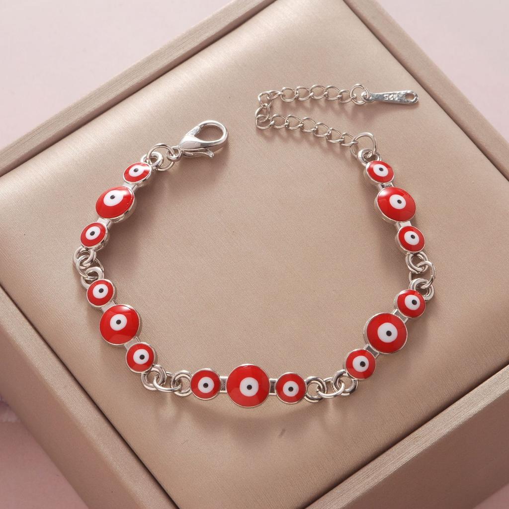 Fashionable Simple Rhinestone Evil Eye Four Leaf Clover Bracelet for Women