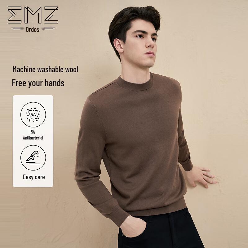 

EMZ Erdos Men s Machine Washable Pure Wool Crew Neck Sweater XL