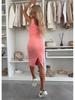 Summer Solid Color Two-Piece Set: Spaghetti Strap Dress with Cardigan