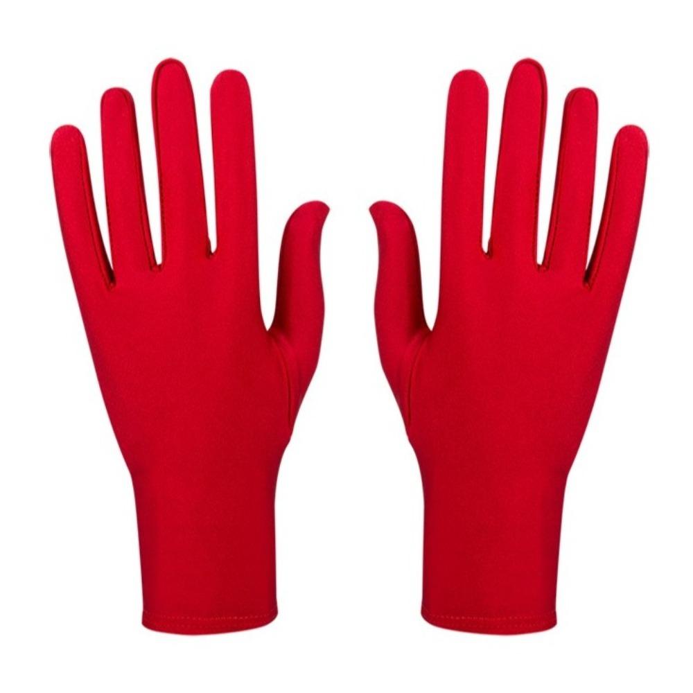 New Gift Party Dress Performance Gloves Solid Color Spandex Sunscreen Gloves Full Fingers Spandex Gloves Gift