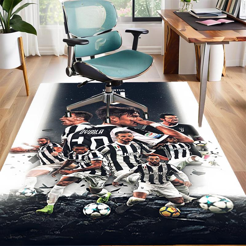Juventus Football Polyester Carpet, Soft Indoor Mat for Office Chair, Living Room, Computer Desk - Decorative Home Office Rug Design