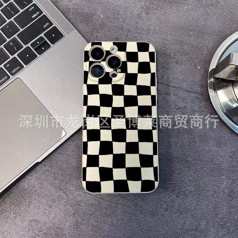 Black Plaid Applies To iPhone15 Mobile Phone Case 14PROMAX All-inclusive 13 Anti-drop 16/15 Protective Case 17.