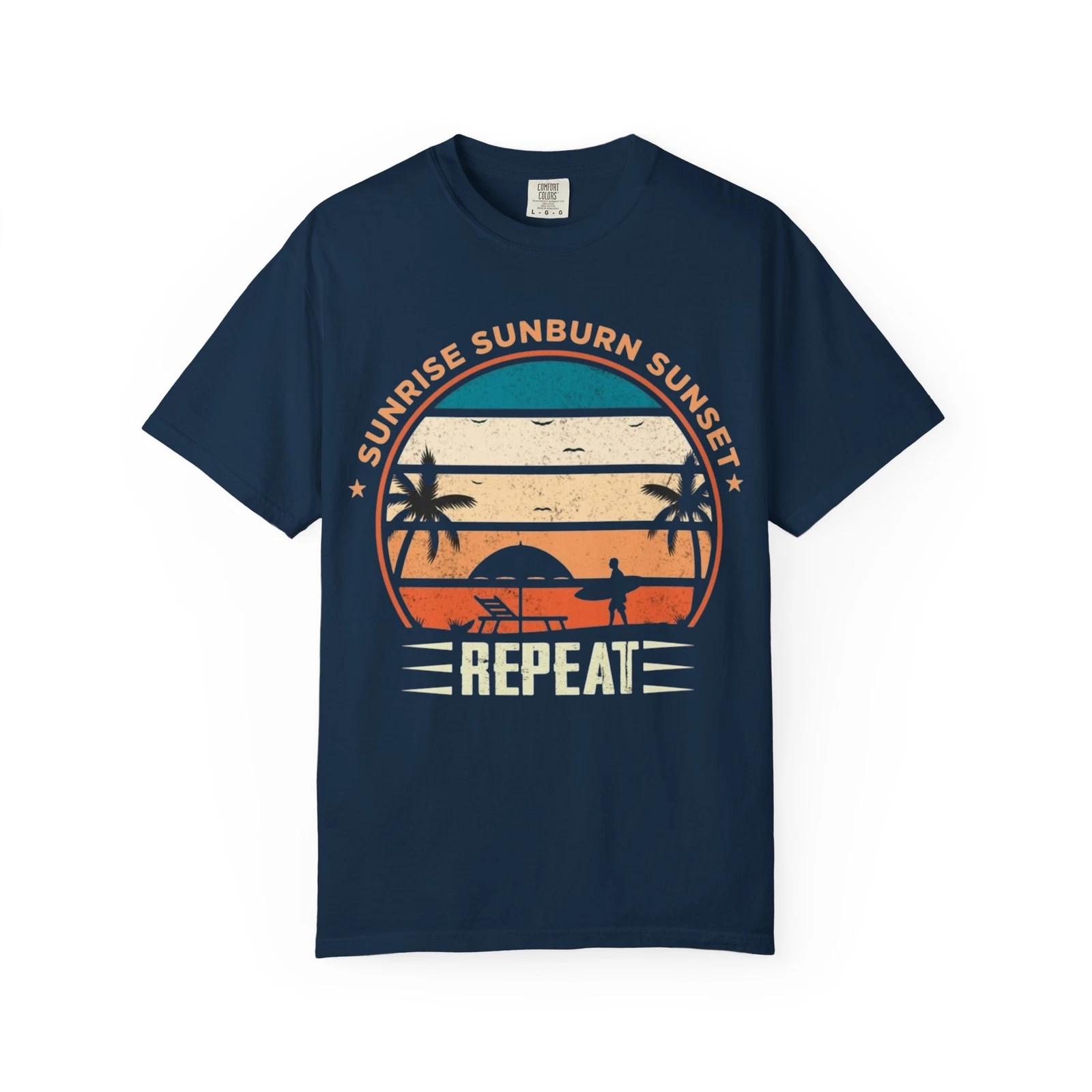 Sunset Repeat T-Shirt, Summer Vibes Graphic Tee, Retro Sunset Shirt 2XL