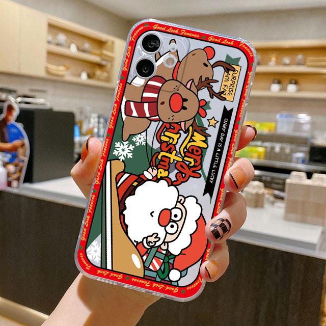 Cadouri de Crăciun de Anul Nou Husă Elk Snow pentru iPhone 14 11 12 Pro 13 Pro Max XR XS X 6s 7 8 Plus SE 2020 13 Mini Husă transparentă de lux