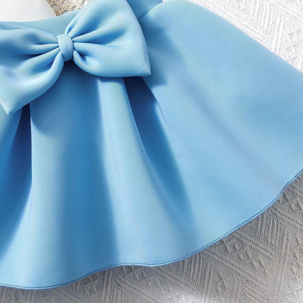 Mädchen Baby Rockanzug 9M-4J Sommermode Mädchen Dreidimensionale Blumen Kurzarm + Schleife Tutu Rock Anzug