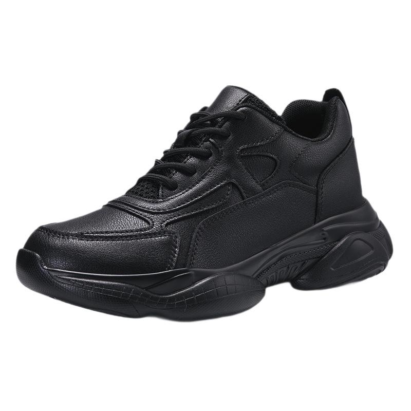 Men's 8CM Height-Increasing Thick Sole Casual Dad Sneakers - Trendy, Versatile White Genuine Cowhide Shoes