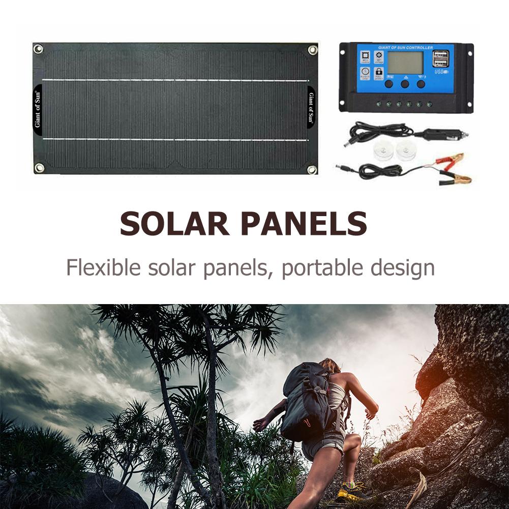 30W Solar Panel Dual USB Output Solar Cells Poly Solar Panel 10/20/30/40/50A/60A Controller for 12V/24V Battery Power Charger