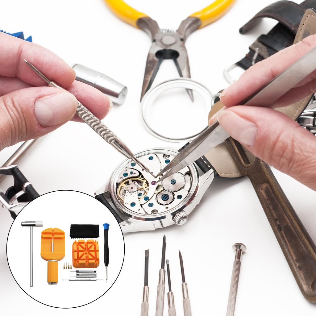 Watch Band Link Pin Tool Set 19Pcs Watch Strap Adjuster Kit with Replacement Pin and Tool for Watch Sizing and Repair