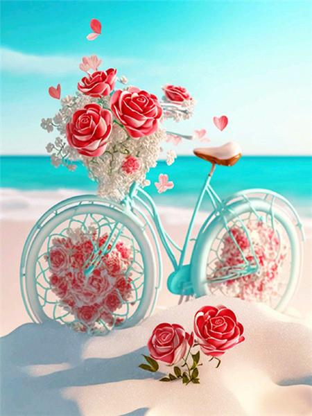 DIY Diamond Mosaic Bicycle Cross Stitch Diamond Painting Flower Love Embroidery Seaside Scenery New Arrival Handicraft