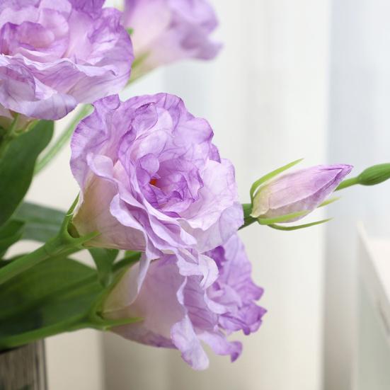 Artificial Platycodon Grandiflorus Flower with 2 Head Blooms And 1 Bud Fake Silk Flower with Stem And Leaves for Wedding Party Kitchen Bedroom Baby